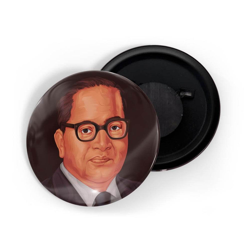 dhcrafts Round Fridge Magnet Brown color Bhimrao Ramji Ambedkar D1 Glossy Finish Design Pack of 1 (58 mm)